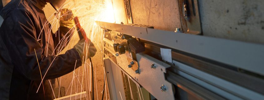 Elevator technician working