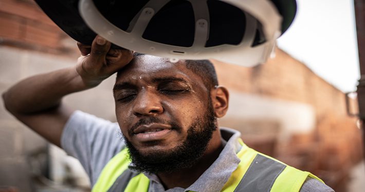 Elevator construction worker