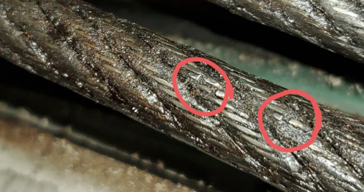 Elevator ropes showing excessive wear banner