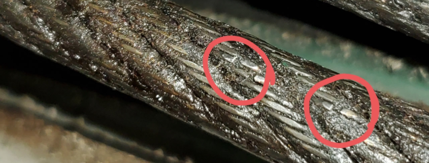 Elevator ropes showing excessive wear banner